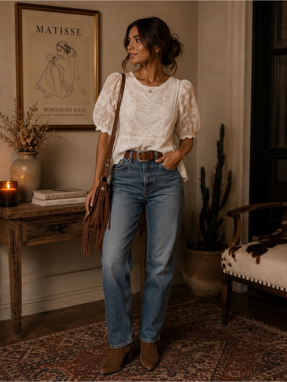 White Embroidered Lace Crop Top